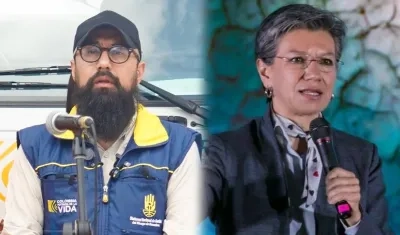 Carlos Carrillo, director de la UNGRD, y Claudia López.