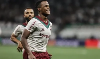 Jhon Arias celebrando su gol al Corinthians anoche.