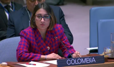 La canciller Laura Sarabia durante Consejo de Seguridad de la ONU.