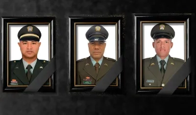 Tres de los cuatro policías asesinados este fin de semana. 