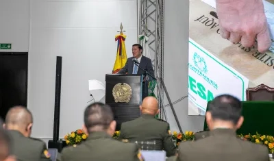 Hernán Penagos, registrador nacional, durante el Encuentro Nacional de Comandantes de Policía.