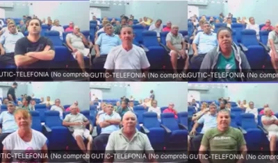 Seis de los 17 capturados presentes en la audiencia virtual de este martes. 