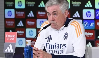 Carlo Ancelotti, entrenador del Real Madrid, en rueda de prensa este sábado. 