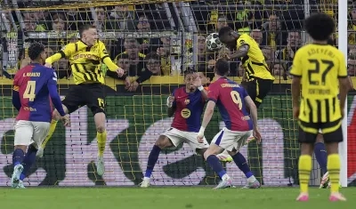 El segundo de los tres goles del guineano Serhou Guirassy al Barcelona. 