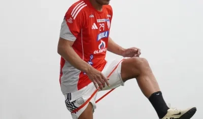 Teófilo Gutiérrez en la puesta a punto antes del partido contra La Equidad.