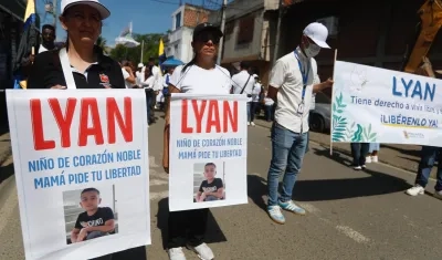 Marchas pidiendo por la liberación del menor Lyan José Hortúa en Jamundí.