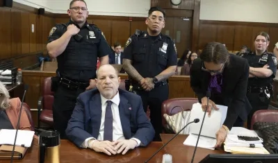 El exproductor de cine Harvey Weinstein comparece para su nuevo juicio en el Tribunal Penal de Manhattan.