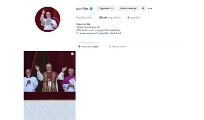Así aparece el Papa León XIV en Instagram. 