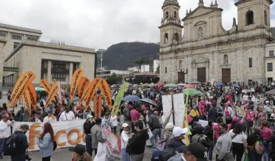 Escasas personas asistieron a las protestas en Bogotá.