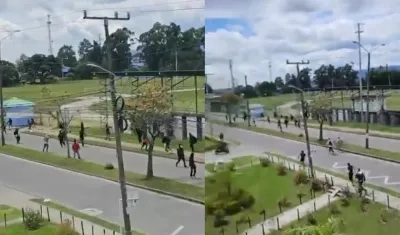 Momento en que los vándalos huyeron tras ser reprendidos por la comunidad. 