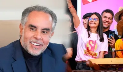 El ministro del Interior, Armando Benedetti, y la directora del Dapre, Angie Rodríguez. 