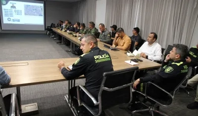 Aspecto del consejo de seguridad previo a las marchas en Barranquilla.