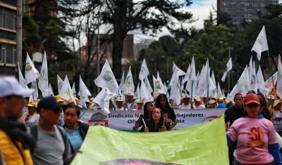 Marchas en Bogotá este jueves.