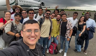 Los influencers llegaron a Barranquilla en aeronave de la Policía Nacional.