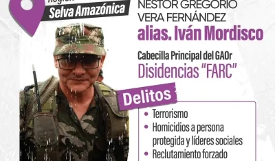 Cartel de búsqueda de las autoridades por 'Iván Mordisco'.