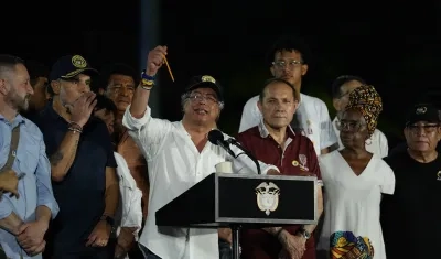 Gustavo Petro durante su discurso en el Paseo Bolívar, en Barranquilla. 