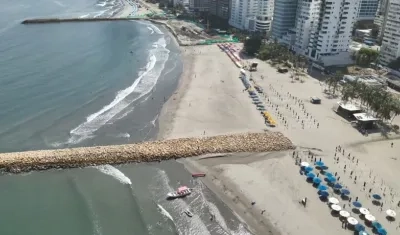 Imagen aérea de Playa 3, en Cartagena. 