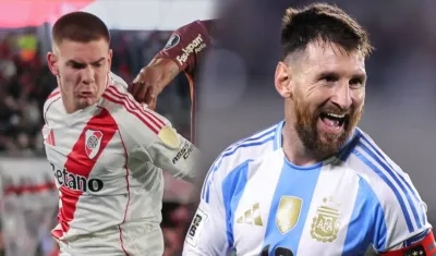 Franco Mastantuono y Lionel Messi.