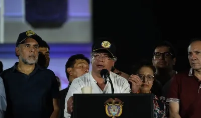 Gustavo Petro en el Paseo Bolívar esta noche en Barranquilla. 