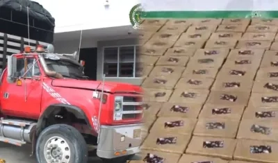 Camión sorprendido con droga.