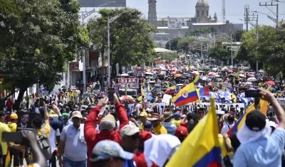 Aspecto de una marcha en Barranquilla. 