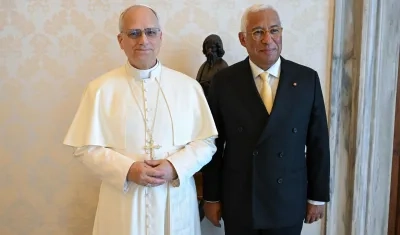 El Papa León XIV junto al presidente del Consejo Europeo, Antonio Costa.