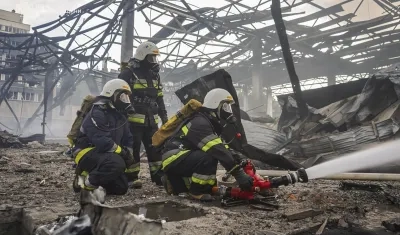 Planta industrial afectada en Ucrania por los ataques rusos.