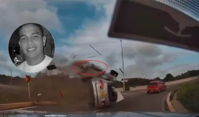 Momento en que sale expulsado Amir Amaya de la camioneta.