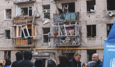 Edificio destruido después de ataque ruso.