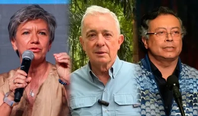 Claudia López, Álvaro Uribe Vélez y Gustavo Petro.