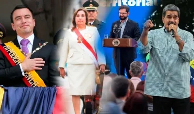 Daniel Noboa, Dina Boluarte, Gabriel Boric, Nicolás Maduro. 