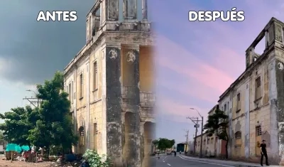 Antes y después de la pavimentación de las calles en Barrio Abajo.