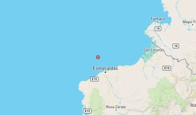 Sismo localizado en Esmeralda, Ecuador.