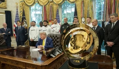 El presidente Donald Trump y los jugadores de la Juventus.