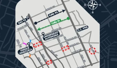 Mapa con los cambios viales. 