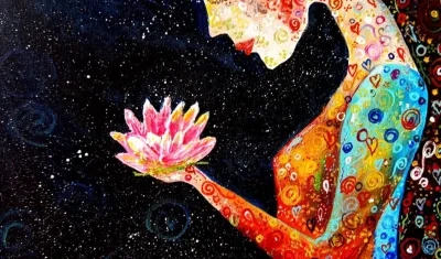 Obra de la artista Lucy Saavedra, en la exposición “Éxtasis del color” del colectivo Correa Art.