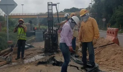 Trabajos en la vía Cartagena Barranquilla