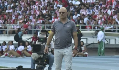 Alfredo Arias en el partido de ida de la final contra Junior, en 2023. 