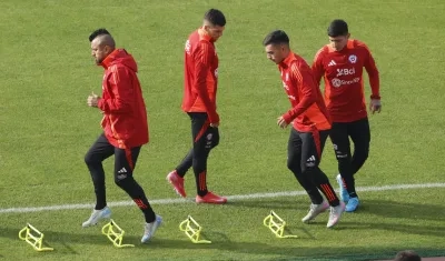 Entrenamiento de la selección chilena previo al partido contra Argentina. 