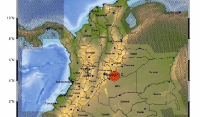 Mapa del sismo en Bogotá.