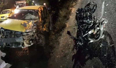 Accidente en la vía Juan Mina. 