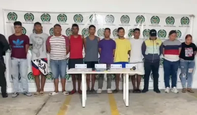Los capturados por la Policía Metropolitana de Barranquilla.