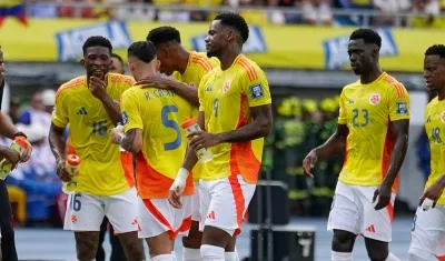 Jugadores de Colombia en el partido contra Perú el pasado mes de junio.