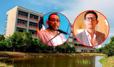 Danilo Hernández, rector de la Uniatlántico, y el ministro de Educación, Daniel Rojas.