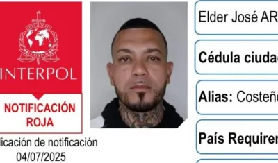 Circular roja de la Interpol de alias 'El Costeño'.
