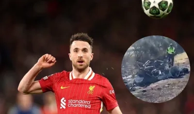 Diogo Jota y el estado en que quedó su vehículo.