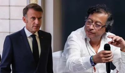 El Presidente de Francia, Emmanuel Macron, y Gustavo Petro.