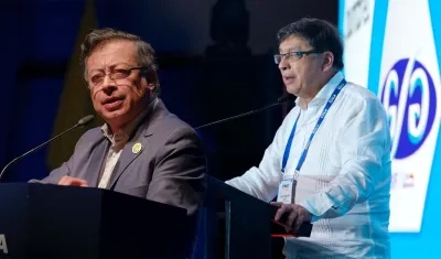 El Presidente Gustavo Petro y el magistrado Jorge Ibáñez.