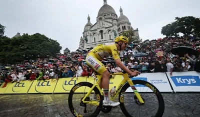 Tadej Pogacar en la última etapa del Tour de Francia de este año.