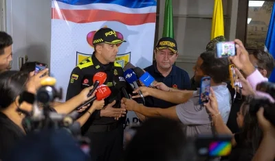La Policía en rueda de prensa al terminar el consejo de seguridad en la Alcaldía de Valledupar. 